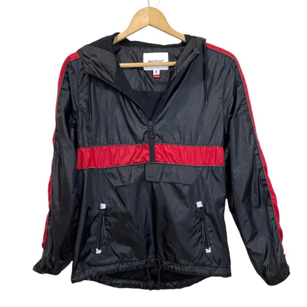 Whitetag Black Red Wind Breaker Jacket w/ Hood Women's Size Medium